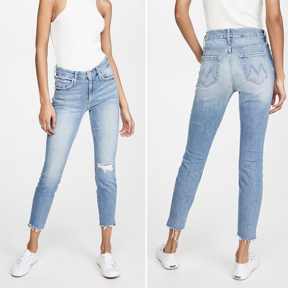 Mother Womens Jeans Sz 28 Looker Ankle Step Fray Skinny Distressed Stretch Denim - Picture 2 of 11